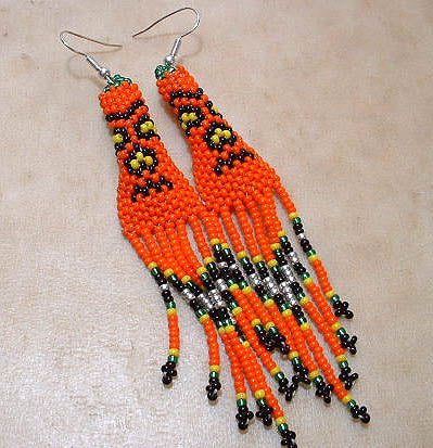 Jacob Ashkii Pumpkin Beaded Earring
