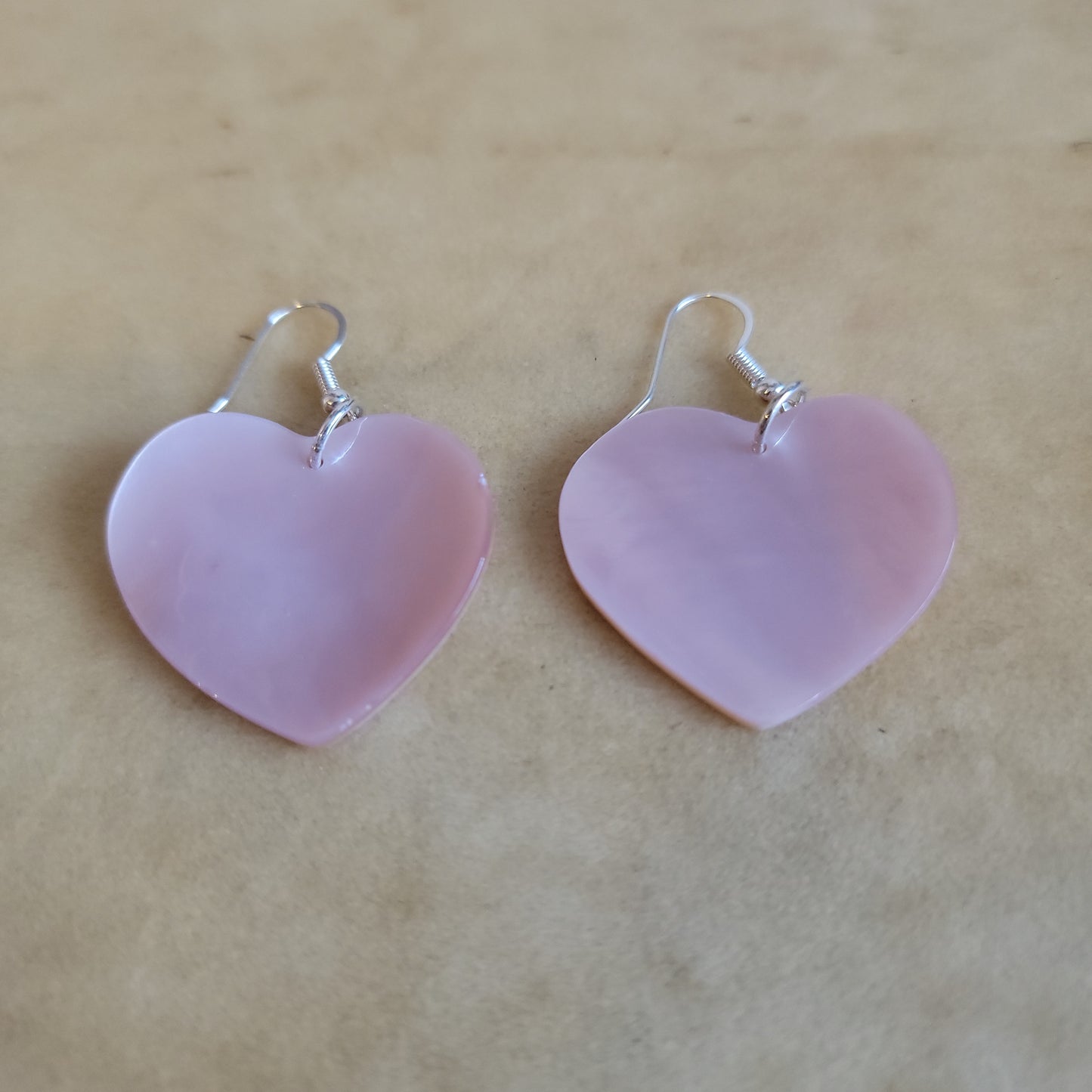 Jesus Espino Pink Shell Hearts Zuni Earrings Indian Jewelry