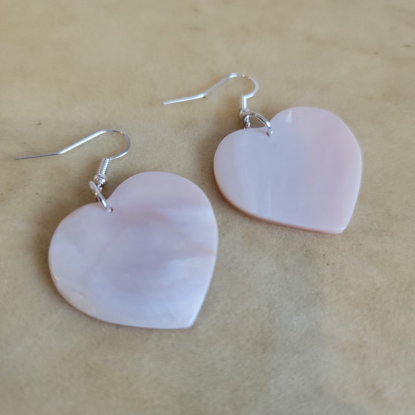 Jesus Espino Pink Shell Hearts Zuni Earrings Indian Jewelry