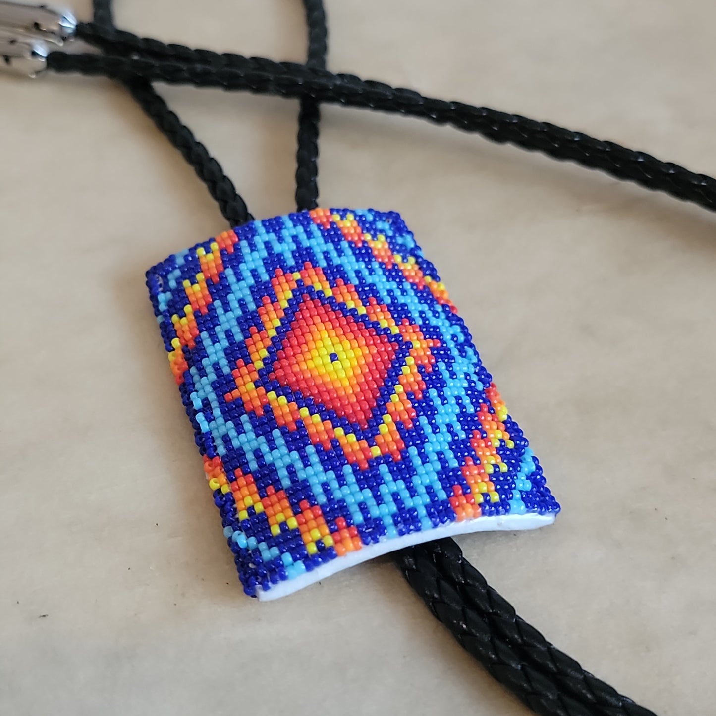 Ervin Jackson Amazing Navajo Indian Beadwork Bolo Tie