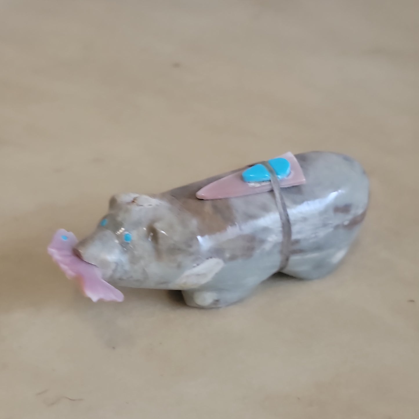 Picasso Marble Bear with Fish Zuni Fetish