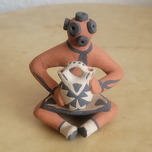 Bonnie Fragua Hano Clown With Wedding Vase Jemez Indian Pottery