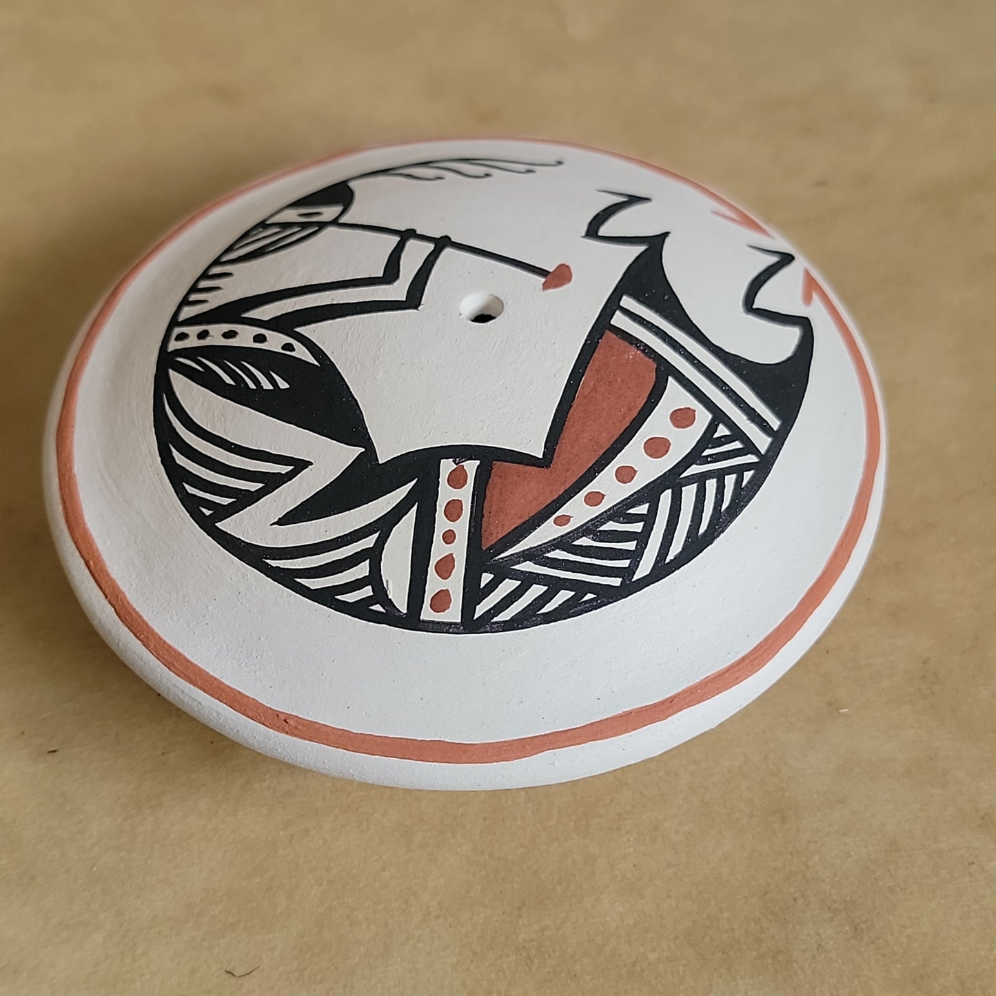 Bear Routzen Kokopelli Acoma Pueblo Pottery Seedbowl
