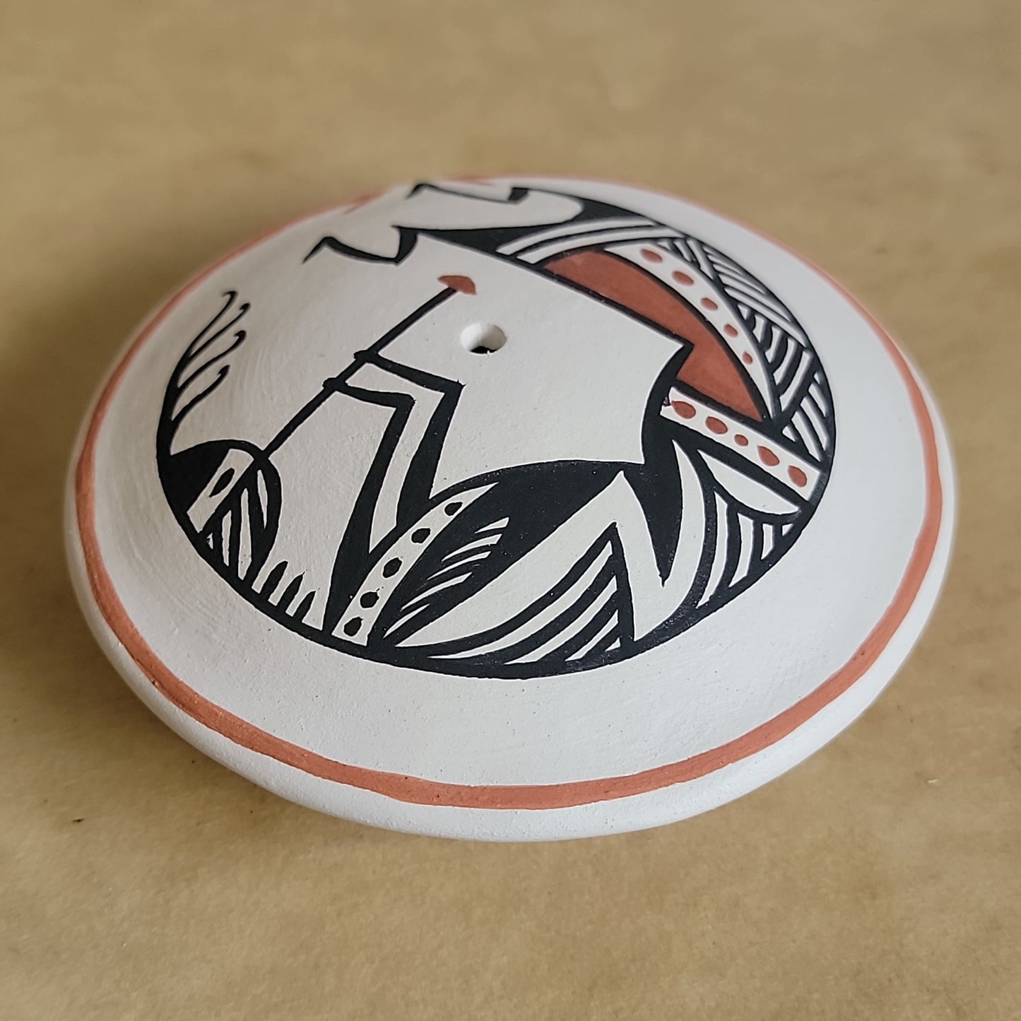 Bear Routzen Kokopelli Acoma Pueblo Pottery Seedbowl