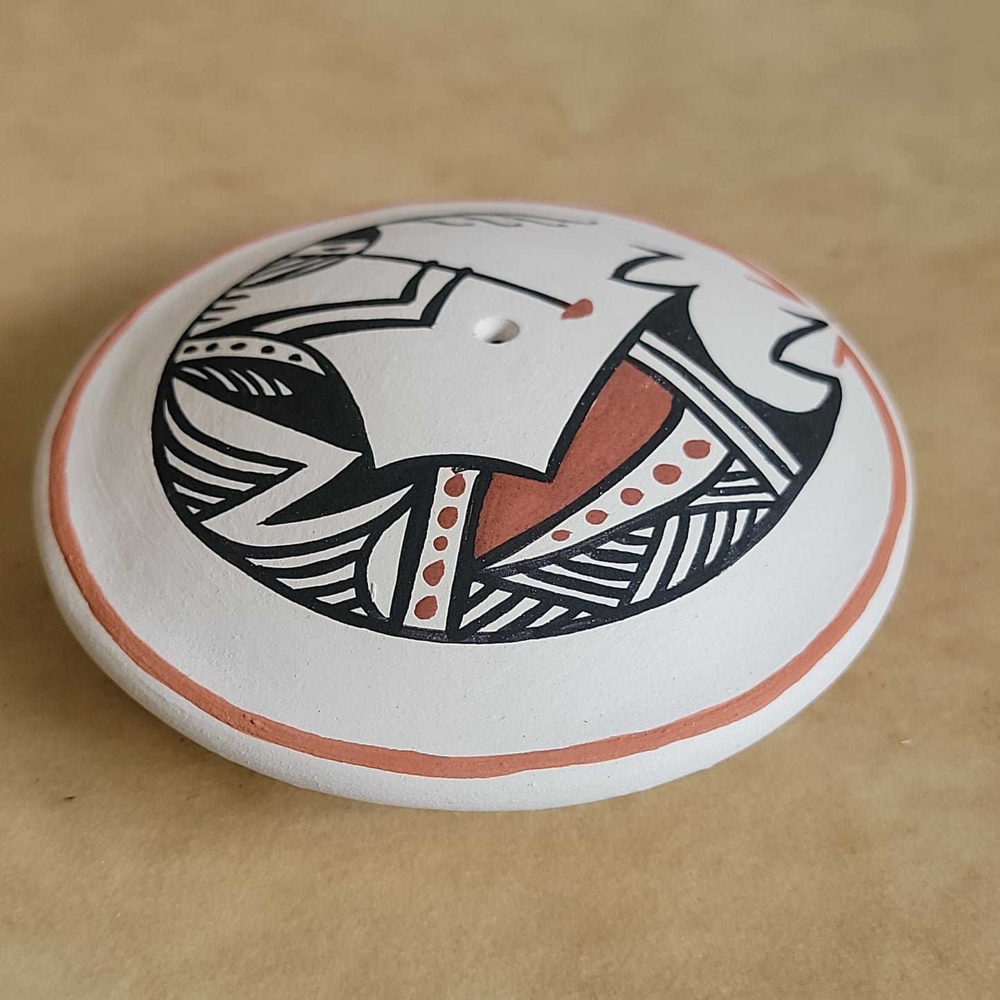 Bear Routzen Kokopelli Acoma Pueblo Pottery Seedbowl