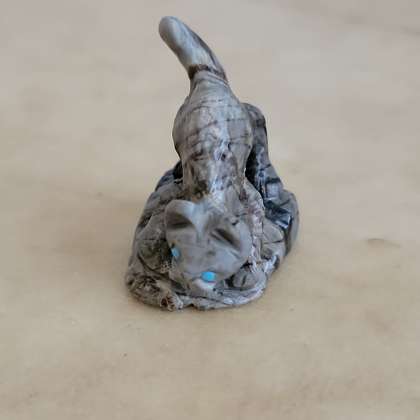 Wilfred Cheama Picasso Marble Playful Mountain Lion Cub Zuni Fetish