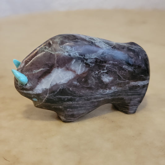 Lynn Quam Marble Zuni Fetish Bison/Buffalo