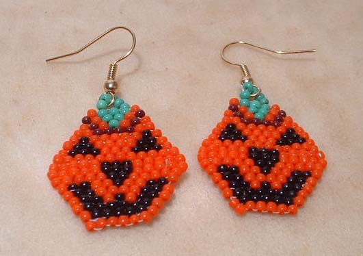 Cyndy Terry Jack o' Lantern Beaded Earrings