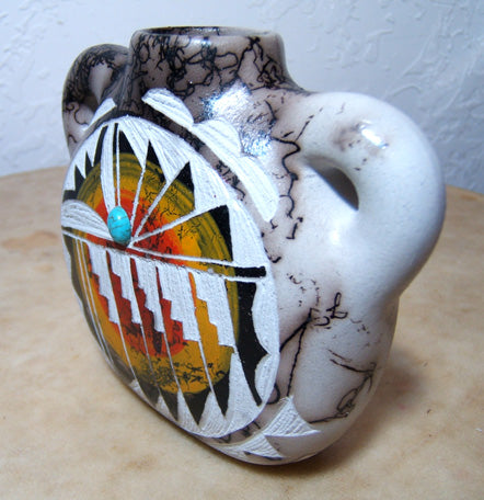 Shirley Smith Navajo Pottery Horsehair Canteen