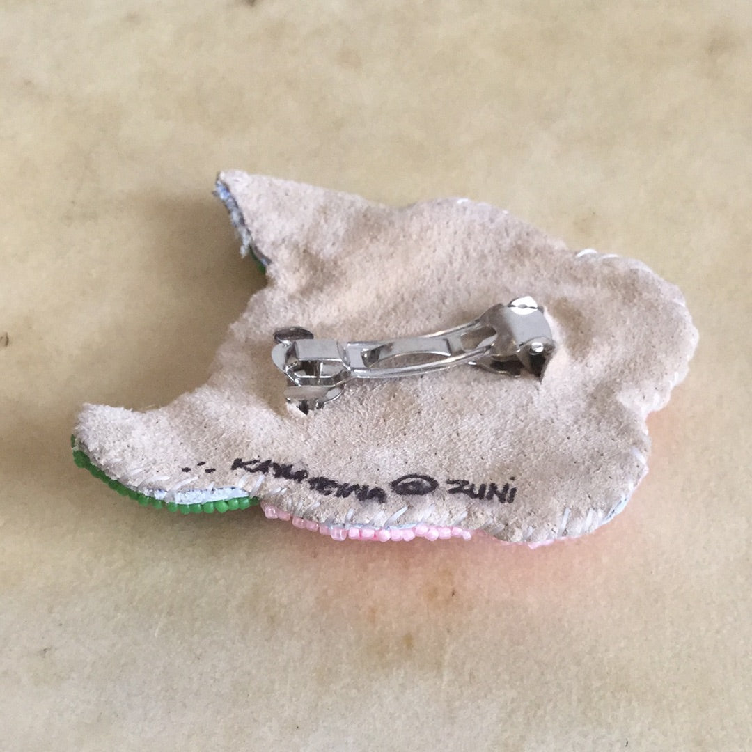 Kayla Peina Pink Floral Barrette Zuni Indian Beadwork