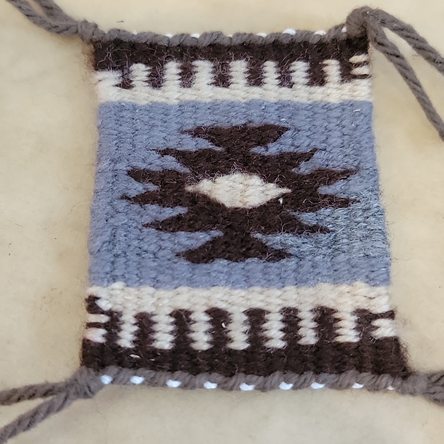 Nancy Johnson Natural Wool Mini Navajo Rug/Perfect for Fetish Display