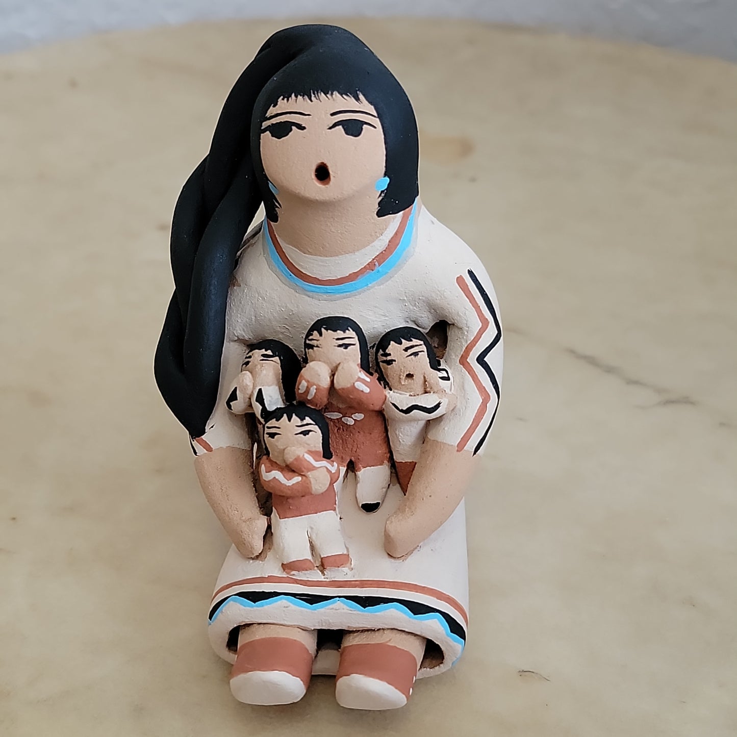 Angie Loretto Jemez Pueblo Storyteller w/Four Kids Pueblo Pottery