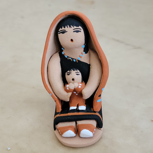 Angie Loretto Jemez Pueblo Pottery Storyteller w/One baby and Shawl