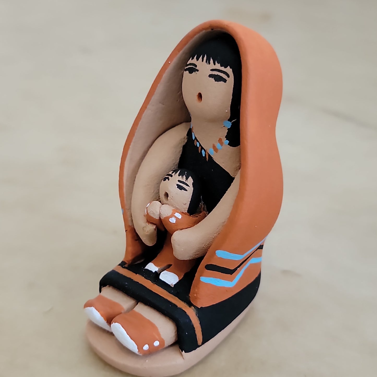 Angie Loretto Jemez Pueblo Pottery Storyteller w/One Baby and Shawl