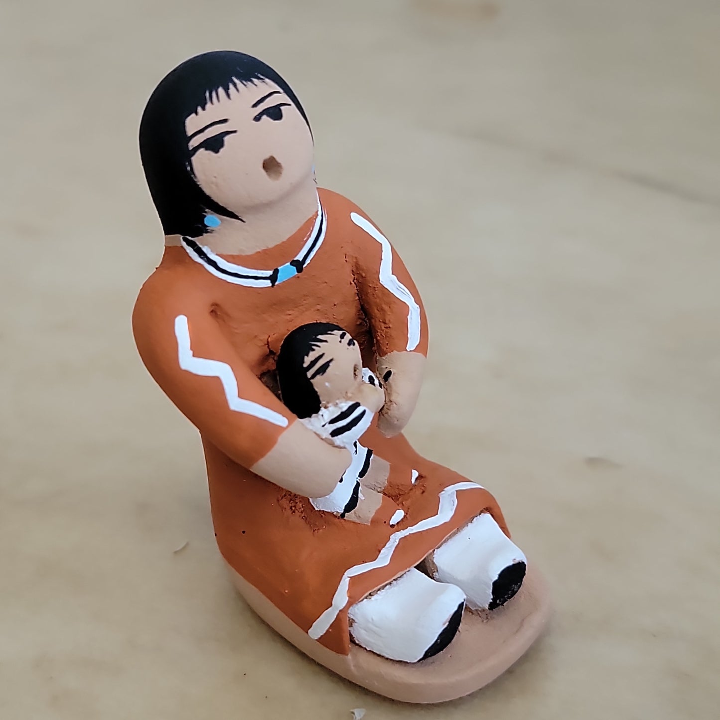 Angie Loretto Jemez Pueblo Pottery Storyteller w/One Child