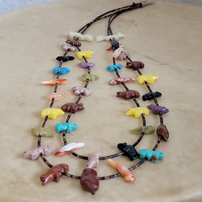 Double Strand  Navajo Zuni Fetish Necklace