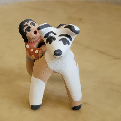 Felicia Fragua Jemez Pueblo Pottery Puppy Dog and Boy