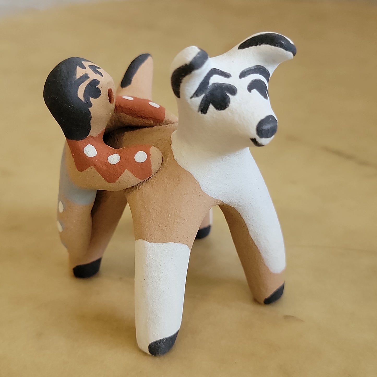 Felicia Fragua Jemez Pueblo Pottery Puppy Dog and Boy