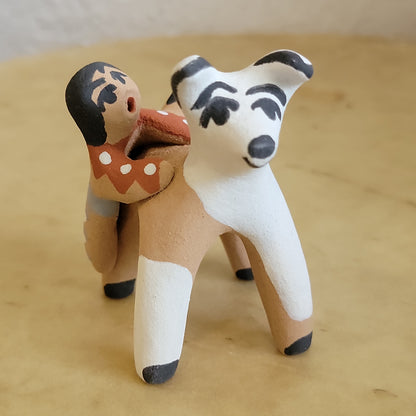 Felicia Fragua Jemez Pueblo Pottery Puppy Dog and Boy