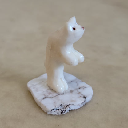 Ruben Najera Fossilized Ivory Standing Bear on Base  Zuni Fetish