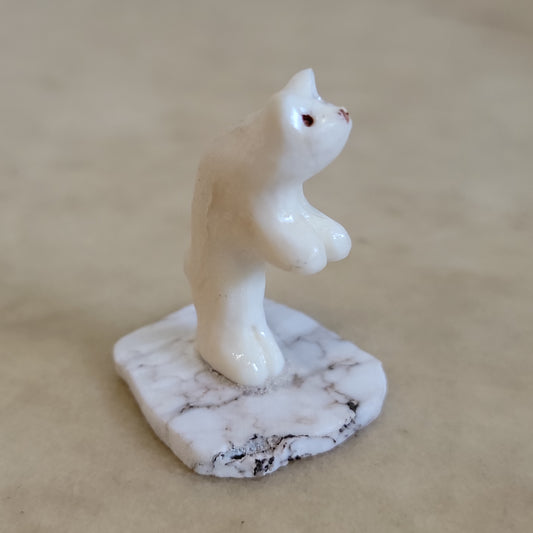 Ruben Najera Fossilized Ivory Standing Bear on Base  Zuni Fetish