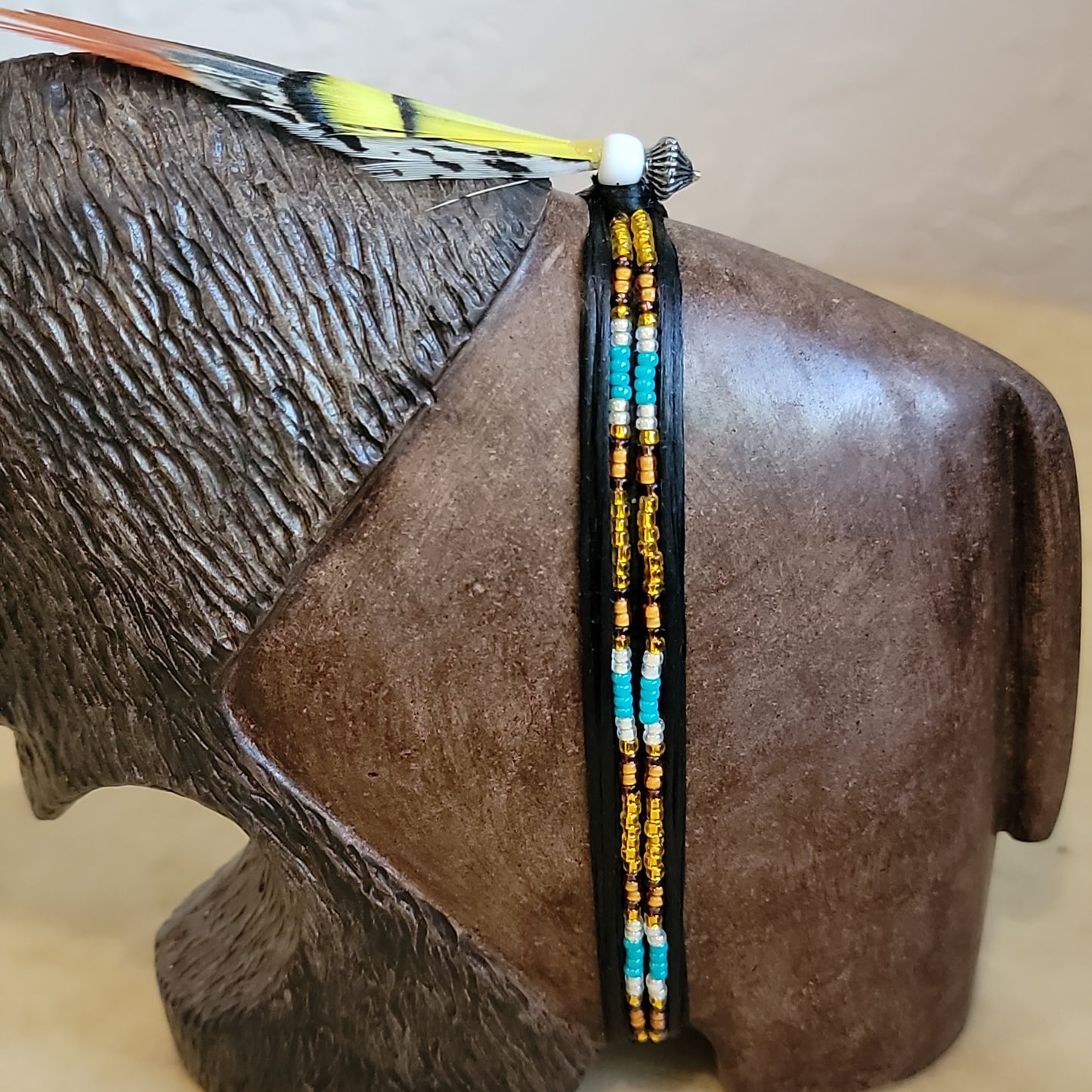 Harold Davidson Navajo LARGE Stained Alabaster Bison/Buffalo Zuni Fetish