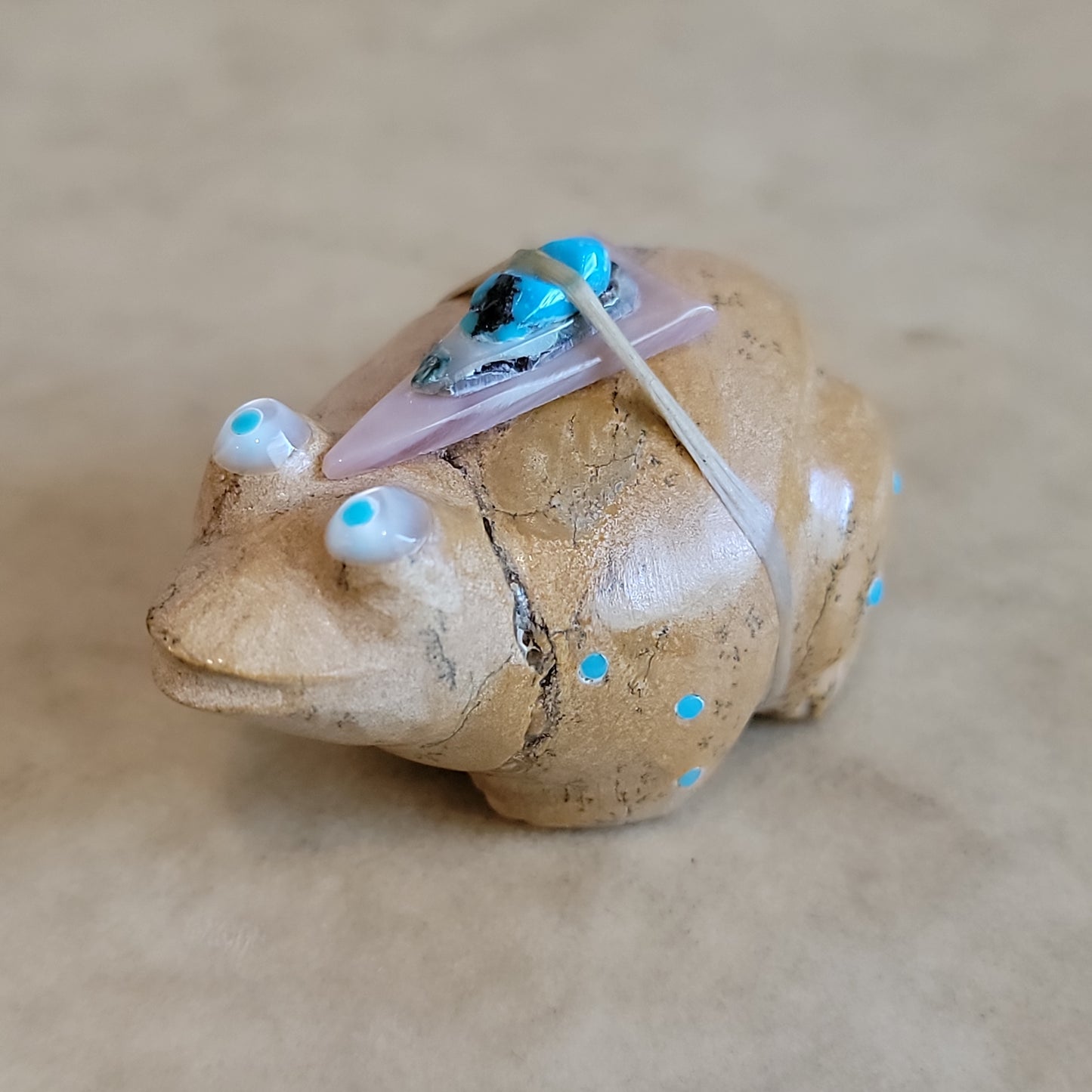 Delvin Leekya Travertine Zuni Fetish Frog w/Personality