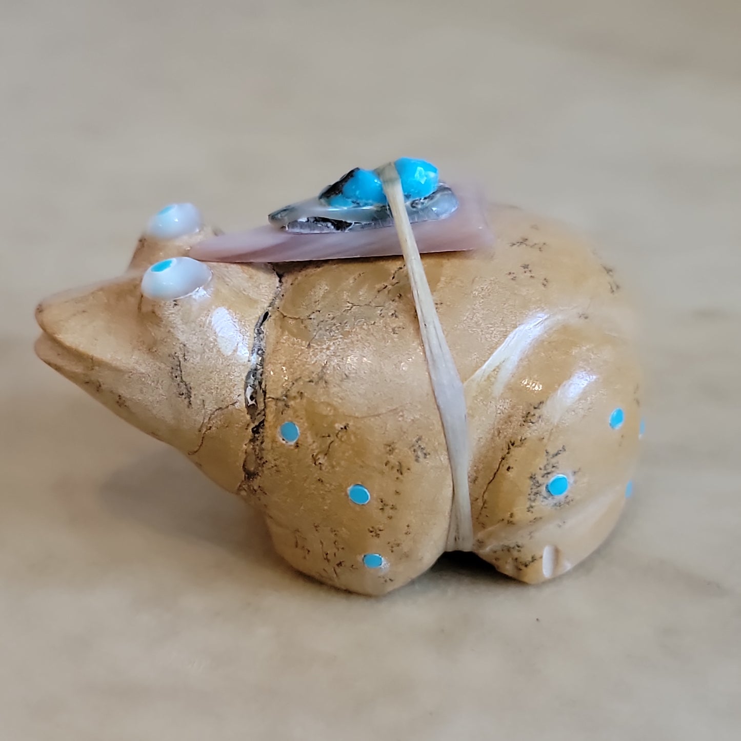 Delvin Leekya Travertine Zuni Fetish Frog w/Personality