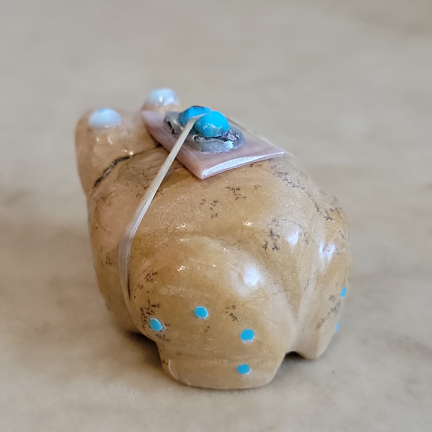 Delvin Leekya Travertine Zuni Fetish Frog w/Personality