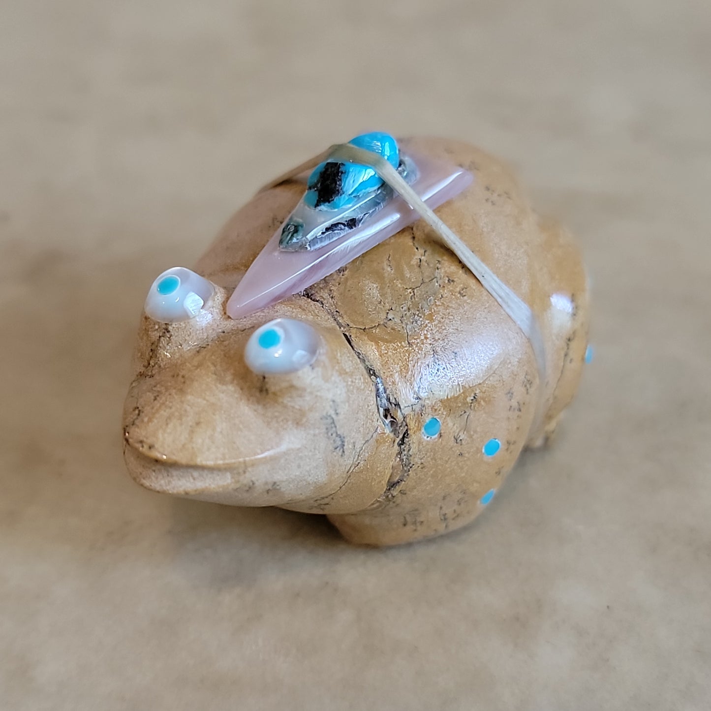 Delvin Leekya Travertine Zuni Fetish Frog w/Personality