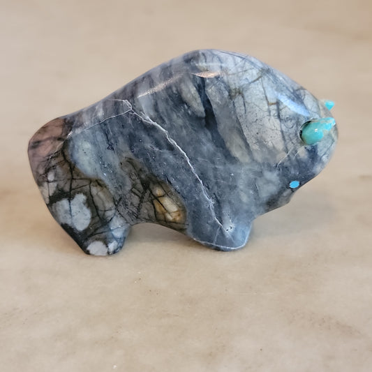 Lynn Quam Zuni Fetish Picasso Marble Buffalo/Bison 