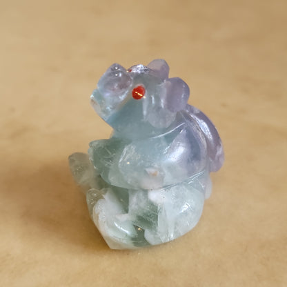 Sitting Rainbow Fluorite  Bear Zuni Fetish