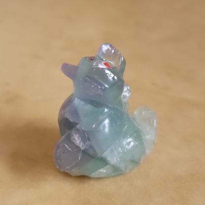 Sitting Rainbow Fluorite  Bear Zuni Fetish