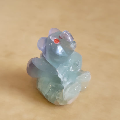 Sitting Rainbow Fluorite  Bear Zuni Fetish