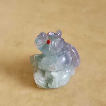 Sitting Rainbow Fluorite  Bear Zuni Fetish