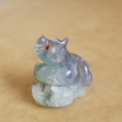 Hiram Peynetsa Sitting Rainbow Fluorite Bear Zuni Fetish