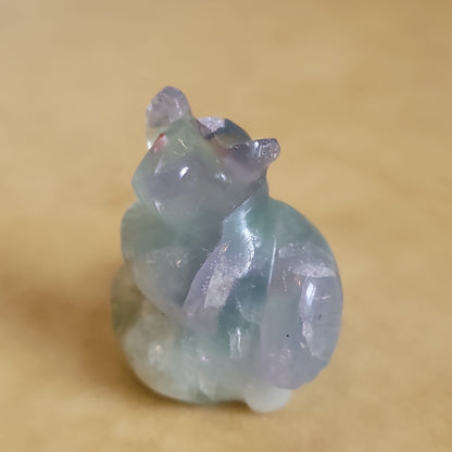 Sitting Rainbow Fluorite  Bear Zuni Fetish