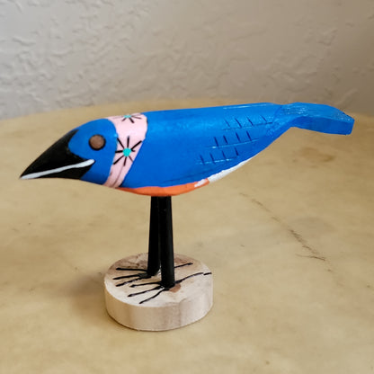 M/T Begay Navajo Bluebird w/ Banadana Wooden Folk Art Carving