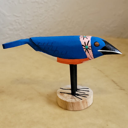 M/T Begay Navajo Bluebird w/ Banadana Wooden Folk Art Carving