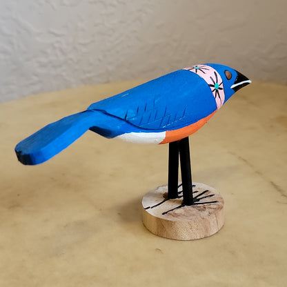 M/T Begaye Navajo Bluebird w/ Bandana Wooden Folk Art Carving