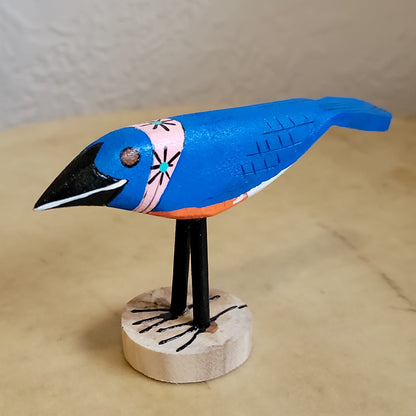 M/T Begaye Navajo Bluebird w/ Bandana Wooden Folk Art Carving