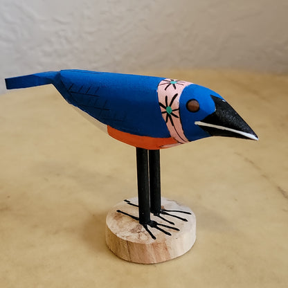 M/T Begaye Navajo Bluebird w/ Bandana Wooden Folk Art Carving