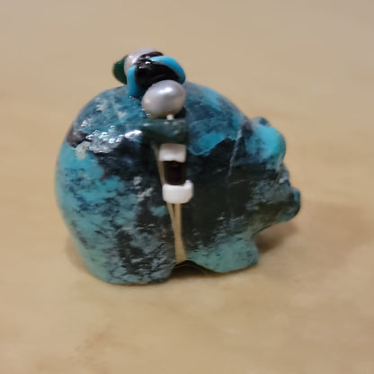 Fancy Chrysocolla Bear Zuni Fetish