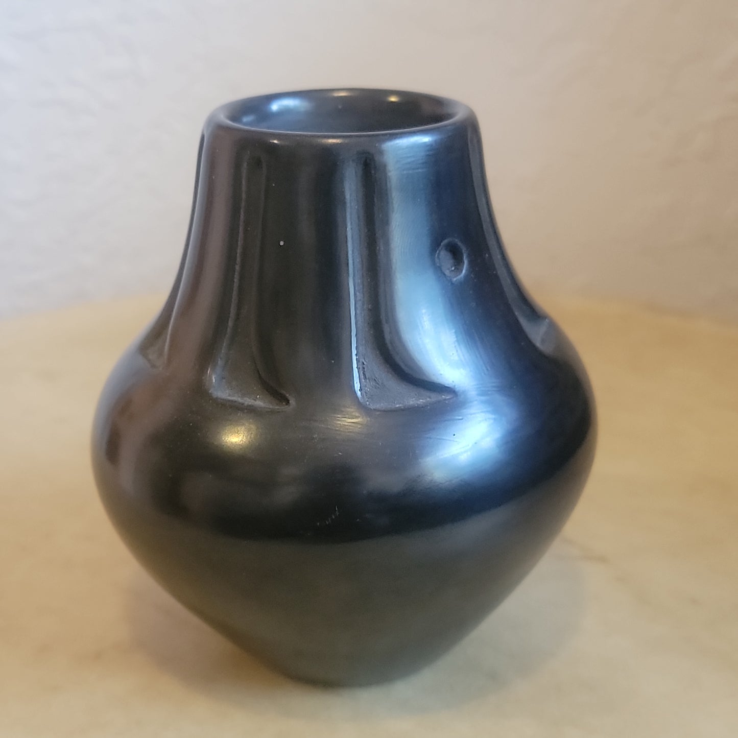 Angela Salazar (D) Santa Clara Blackware Vase Pueblo Pottery