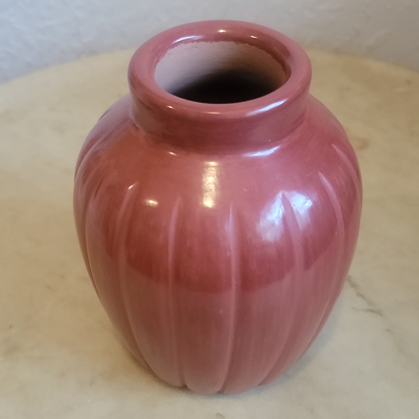 Alvin Baca Santa Clara Pueblo Redware Melon Vase Pueblo Pottery