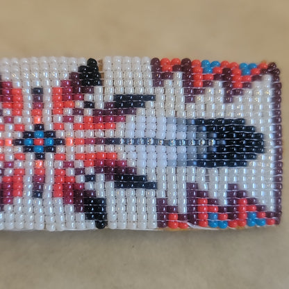 Irene Ashley Navajo Beaded Barrette with Geometric Design and Prayer Feathers Indian Jewelry/Beadwork