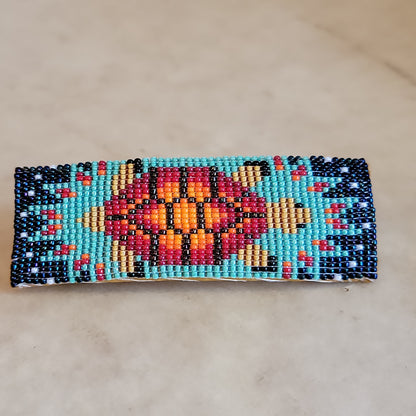 Irene Ashley Navajo Beaded Barrette w/Turtle Pattern Indian Beadwork/Jewelry