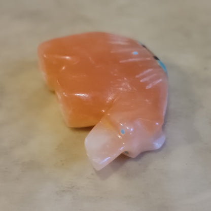 Alabaster Bear w/Inlay Zuni Fetish