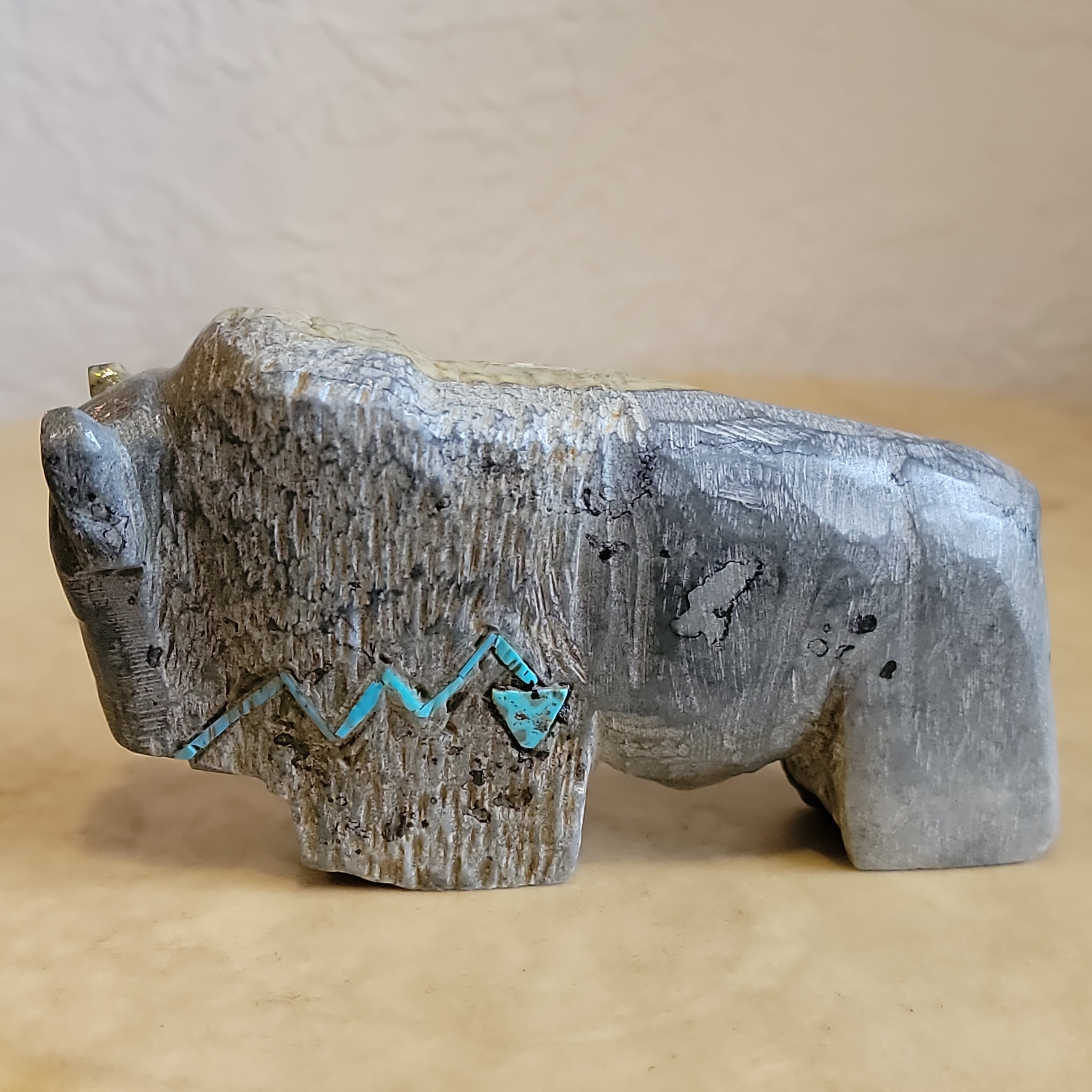 Large Marble Bison/Buffalo Zuni Fetish