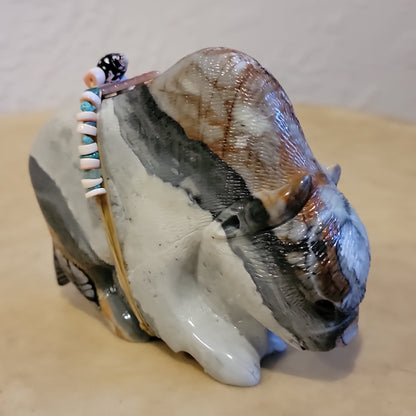 Large Picasso Marble  Bison/Buffalo Zuni Fetish